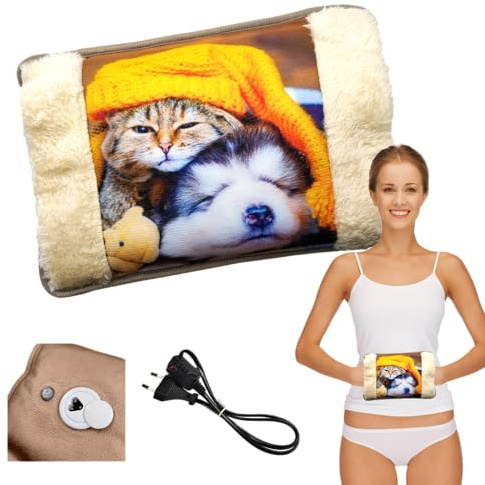 Powersell - Bolsa de Agua Caliente Eléctrica | Calentador de 500W con Bolsillos | Alivio Muscular y Menstrual | Mantiene el Calor por 5 Horas