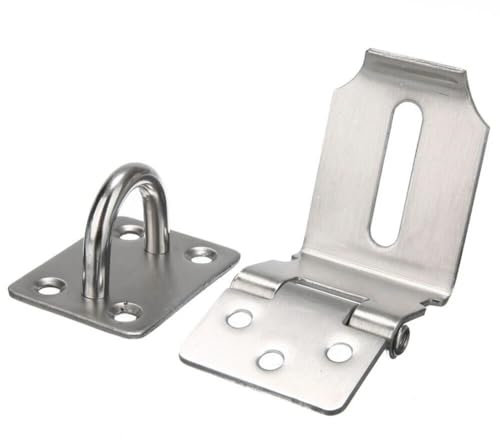 FADGOODLucchetto In Acciaio Inossidabile Chiusura Porta Hasp Porta Con Punti Metallici Chiusure A 90 Gradi Serratura Capannone Fermo Hardware Antieffrazione,3 Pollici