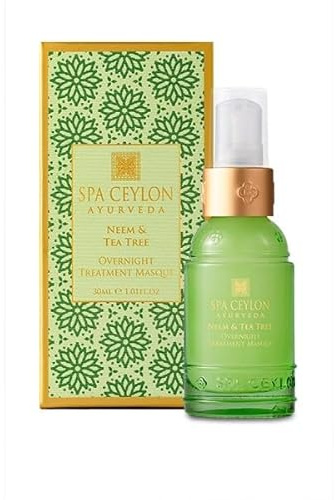 SPA CEYLON Neem and Tea Tree Overnight Treatment Masque | Fast-Acting Gel for Spot Treatment | Calms Acne & Breakouts | Bleach-Free | Revitalizes Skin | Best for oily & problematic skin types