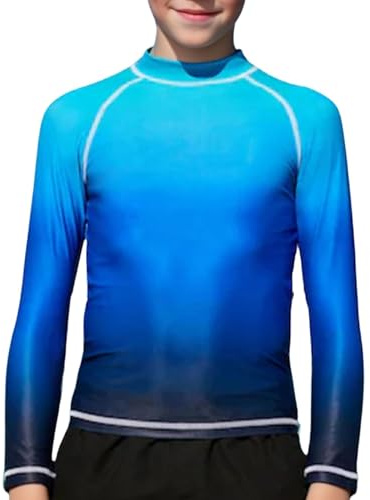 Xumplo Rash Vest - Costume da bagno a maniche lunghe per ragazzi, protezione solare, Blu, 10-12 Anni