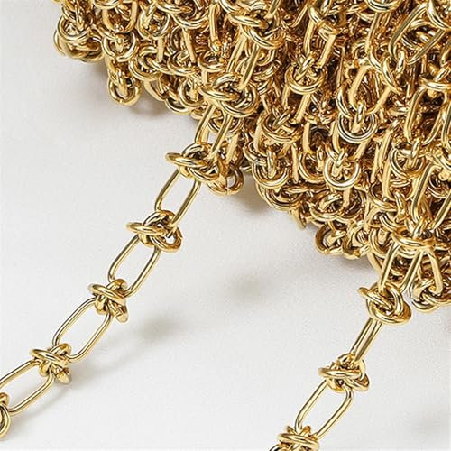 GIJMZY Chaînes Plaquées Chaînes à nœuds épais en Acier Inoxydable for Hommes, 2 mètres, 1 mètre, Couleur Or, Bricolage, Collier Hip Hop, Fabrication de Bijoux(Gold Color,1Meter)