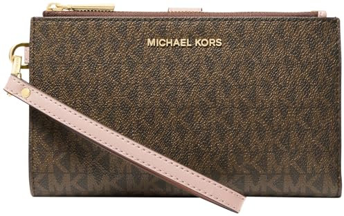 Michael Kors Jet Set Double Zip Wristlet, Portafoglio da Polso Donna, Marrone/Rosa Tenue, One Size