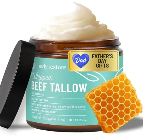 Body Restore Whipped Beef Tallow Balm – Mothers Day Gifts for Mom, Grass Fed Moisturizer for Face and Body, Birthday Gifts for Women, Self Care – Eucalyptus