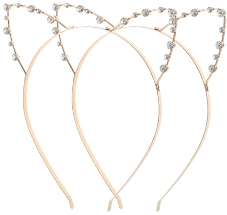 FRCOLOR 2 StüCk Katzenohren Stirnband Glitzer Haarreif Leicht Legierung Haarschmuck Damen MäDchen FüR Party Cosplay Vielseitiges Styling
