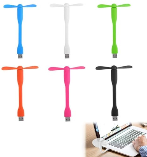 Mini Ventilador con Conexión USB para Portátil, Ventilador Flexible, Mini Ventilatore, Flexible Portable USB Fan, Portátil de Refrigeración para Viaje, Fan Cooling Cooler, 6 Pezzi
