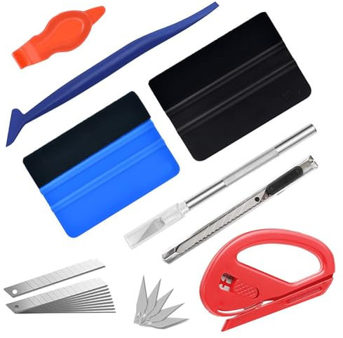 YFaith Kit Vitre Teintée Voiture, 22 Pièces Kit-Covering Voiture, Portable Outils de Film Kit de Raclettes, Convient pour les Films Automobiles, les Films pour Vitres et la Colle à Papier Peint