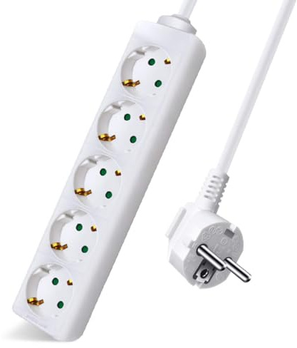 Multiprise avec 5 prises de courant (câble de 5 m, sans interrupteur) blanc
