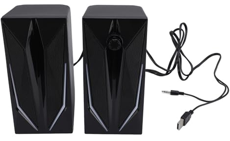 EIMSOAH Piccolo Altoparlante Multimediale RGB con Altoparlante da 2,0 Pollici per PC Desktop Portatile, Uscita Potente per Giochi, 1 Paio di Altoparlanti USB con Luce per Un'esperienza Sonora