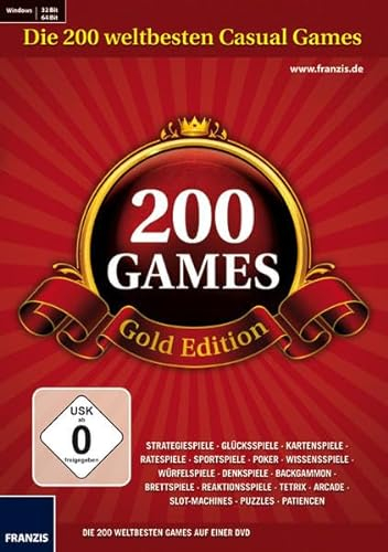 200 Games - Gold Edition - [PC]: Strategiespiele, Glücksspiele, Kartenspiele, Ratespiele, Sportspiele, Poker, Wissensspiele, Würfelspiele, Denkspiele, ... Für Windows 7/Vista/XP (Spielefieber)