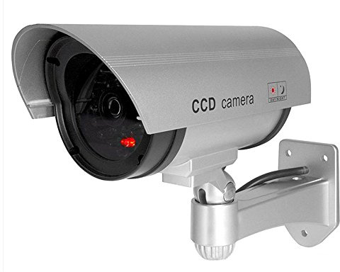 ELEAR Argento fake dummy camera Videocamere finte macchina fotografica di sicurezza CCTV sorveglianza interna esterna IR LED impermeabile