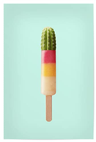 artboxONE Poster 30x20 cm Für Kinder Cacteen Ice Cream hochwertiger Design Kunstdruck - Bild Kaktus EIS EIS am stiel