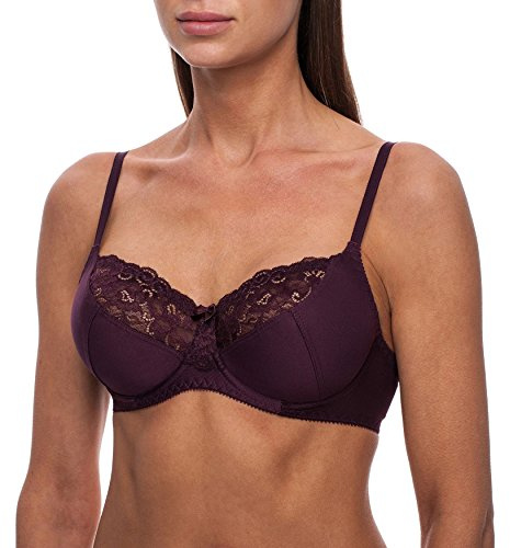 frugue Women's Full Cup Bra, Underwired, Non-Padded Made in EU, 42 D, Purple