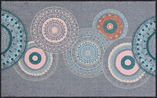 Erwin Müller Fußmatte, Schmutzfangmatte, Sauberlaufmatte Mandala grau Größe 75x120 cm - rutschfest, langlebig, pflegeleicht, für Fußbodenheizung geeignet
