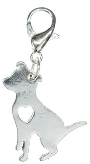 Miniblings Hund mit Herz Charm Hunde Welpe Edelstahl versilbert | Kleiner Anhänger zum Kombinieren, aus Berlin, sorgfältig von Hand montiert