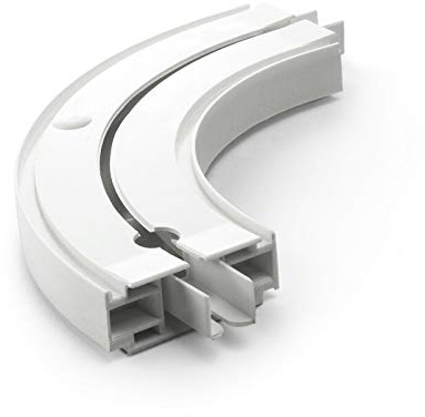 DQ-PP Arc Rond avec Embouts pour Rails de Rideaux | Ensemble de 2 pièces | Single | Plastique PVC | Blanc | Traitement des fenêtres | Plafond | Arcs d'extrémité Courbes