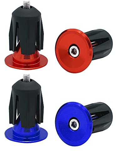 QitinDasen 2 Paar Lenkerstopfen Endstopfen, Fahrrad Lenker Endkappen, für Rennrad, MTB, BMX (Rot + Blau)