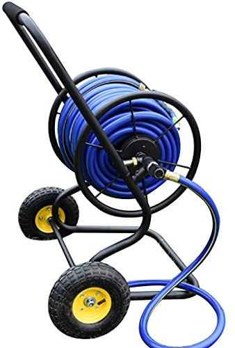 ZYCSKTL Mobile Schlauchtrommel,Haushalts-Haustierbadschlauch-Lagerregal, Bewässerungsschlauchwagen Im Freien Mit Wasserleitung, Gartenbedarf (Color : Black, Size : +DN20 50M Pipe)
