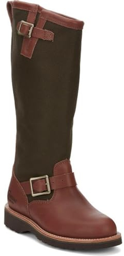 Chippewa Sunjo 15-Inch Vipercloth Snake Boots - Waterproof Rubber Boots - Cushioned Insole - Snake-Resistant Hunting Footwear - Back Zip Design with Moc Toe Style - Full-Grain Leather - 9