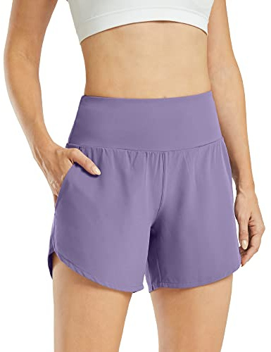 G4Free Damshorts Sportshorts Yogashorts för Kvinnor med Fickor hög Midja Magkontroll dam för Kör Yoga Löpning Cykelshorts