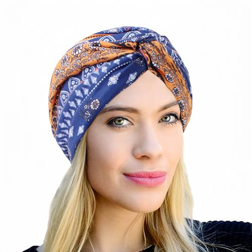 ESTEVANJ MUR Turban Femme Chimio Bohème Élastique ，Bonnet de Nuit，Bonnet Chimio Femme