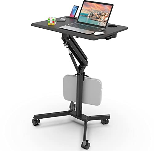 JOY Worker Stehpult, 71,1 cm (28 Zoll), klein, höhenverstellbar, rollbarer Laptop-Schreibtisch, tragbarer Sitz-Steh-Schreibtisch mit feststellbaren Rollen, ergonomischer Desktop-Tisch für Heimbüro