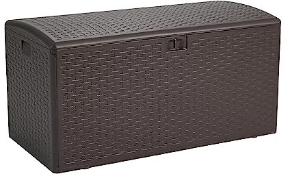Amazon Basics Box zur Aufbewahrung und Organisation für den Außenbereich, Terrasse, 375 l, braun