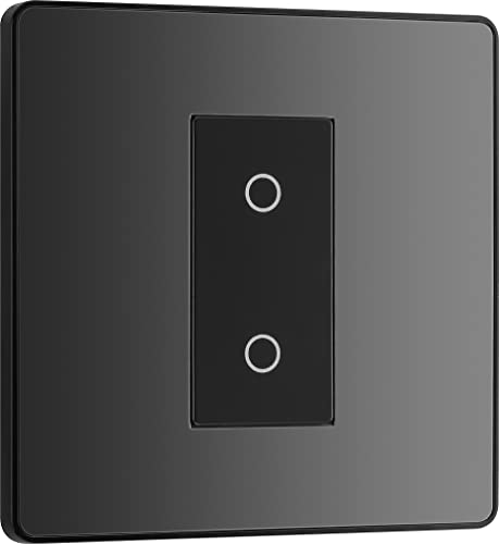 BG Electrical Secondary/Slave Single Touch Dimmer Light Switch, 2 Way, Screwless Front Plate, Evolve, Black Chrome, PCDBCTDS1B