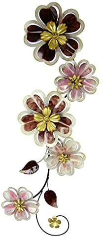 Wanddeko Metall Wandskulptur Blumen Blätter Metallbild Wandbild Wandschmuck Blume Bild 3D Skulptur Einzigartig Deko Terrassendeko Wandrelief Abstrakt Extravagant Geschenk Designer Wandobjekt Blüten