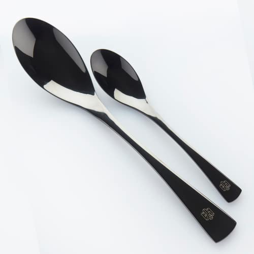 Chef Frank Haasnoot Plattierlöffel | Rocher Löffel-Set | Schwarz | 2 hochwertige Quenelle-Löffel | Kulinarische Hilfsmittel | Utensilien | Großes und kleines Rocher-Löffel-Kit | Plating Tools