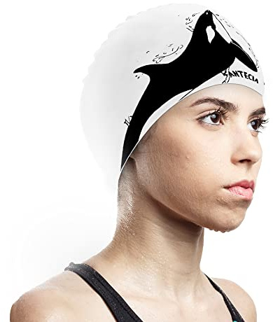 FANTECIA Badekappe für Frauen und Männer - wasserdichte Silikon-schwimmkappe für kurzes/langes Haar, ideal für Schwimmer auf Allen Niveaus