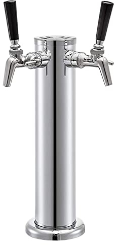 YJSG Stainless Steel Beer Tower,Kegerator Tower,Beer Tower,double Tap Draft Beer Kegerator Tower,Stainless Steel double Faucet Draft Beer Tower for Home Brewing