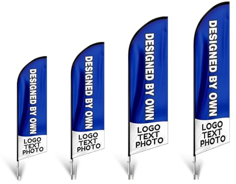 QSUM Custom Feather Flag, 7FT Customized Logo Text Advertising Swooper Flag for Pizza, Barber Shop, Open House, Open Businesses and Storefronts