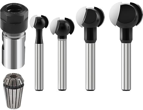 Juego de brocas esféricas para carpintería, brocas de escofina de tallado de madera CNC, vástago de 1/4 pulgadas, herramientas eléctricas para carpintería, cabezal de molienda giratorio -