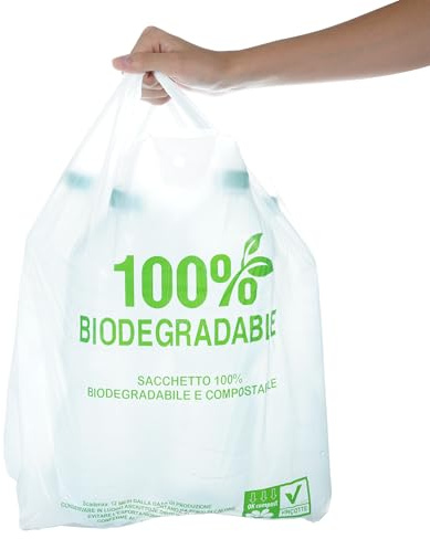 spar-home® Biomsoppåse 25 liter – perfekt för biomavfallshink komposterbara soppåsar organiska sopsäckar med handtag biomsoppåsar för livsmedel (200)