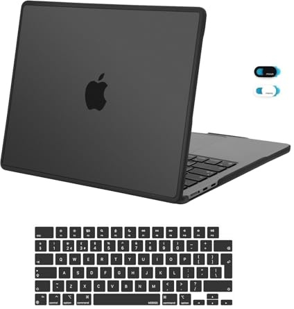 MOSISO Funda Compatible con MacBook Air 13,6 Pulgadas 2026-2022 M5 A3449 | M4 M3 A3113 M2 A2681, Suave TPU Marco Bumper Anti-Cracking Plástico Duro Carcasa&Teclado Tapa&Webcam Cubierta,Negro