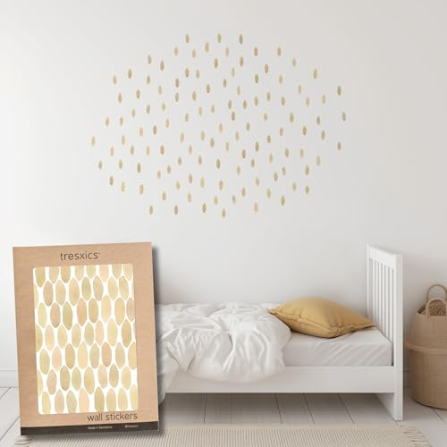 Pegatinas Pared Decorativas Infantiles Gotas Acuarela | 2 Láminas, 118 Gotas Adhesivas | Vinilo Adhesivo Pared | Efecto Papel Pintado | Cubre 3 m² | TRESXICS (Amarillo)