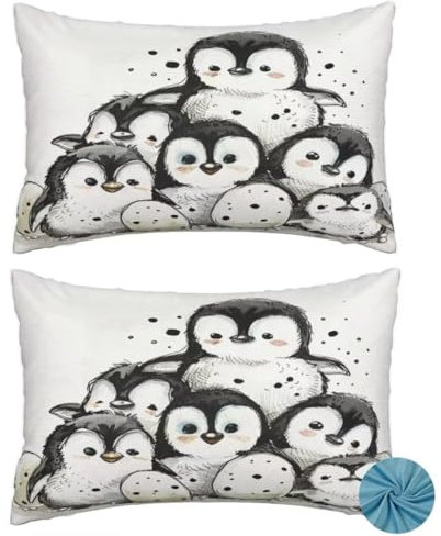 Kissenbezug 30x50 cm, Sofa Kissen Niedlich DekoKissen, Herbst Zierkissenbezüge, Kissenhülle Doppelseitig, Weicher Kuschelkissen, Couch Kissen Pinguin Cushion Cover, Auto Zimmer Deko Wohnzimmer -DF138
