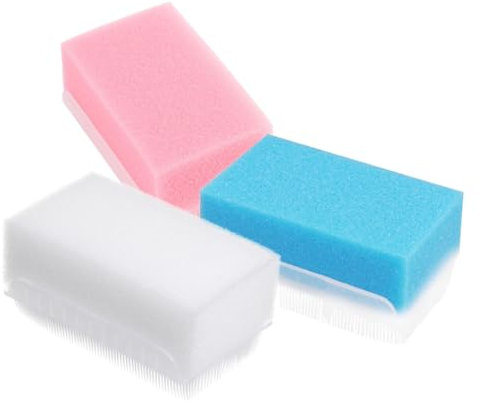 TOVINANNA 3pcs Baby Sensory Brush and Shower Scrubber Set for Children, Soft Body Cleaning Brush with Sponge, Cradle Cap Treatment Bathing Tool for Infant Early Education and Massage