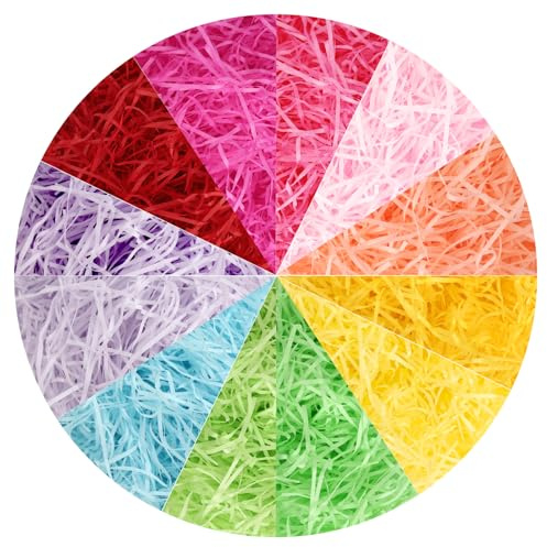 240g Raffia Shredded Tissue Paper for Gift Box, 12 Colours Shredded Paper for Packages, Gift Filling Paper Shreds, Hamper Shred for DIY Gift Packaging, Wedding Decoration