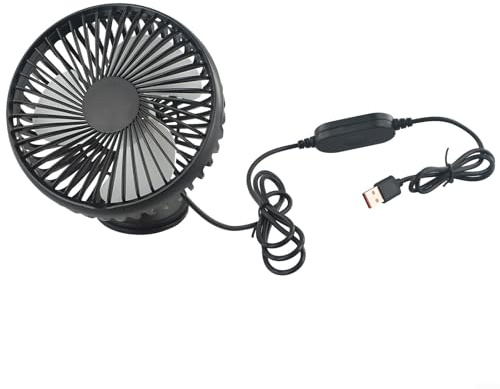 EpheyFIF Auto-Ventilator, elektrischer Fahrzeugventilator, tragbarer Auto-Ventilator, USB-Saugnapf-Ventilator, tragbarer Fahrzeugventilator, elektrischer Ventilator mit verstellbarem Winkel,