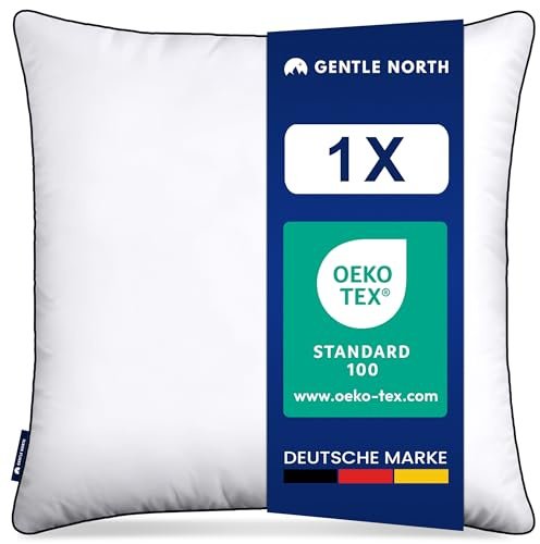 Gentle North Hochwertiges Kopfkissen 80x80 cm groß in Hotelqualität - Flauschiges, gut gefülltes Schlafkissen für Allergiker geeignet (Ökotex 100 Zertifiziert) - 60° Waschbar