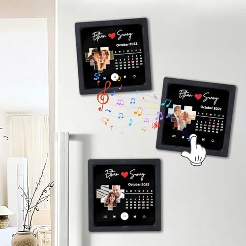 Benutzerdefiniertes Musikalbum-Kühlschrankmagnet mit Foto, Musik-Kühlschrankmagnet, Lied-Kühlschrankmagnet mit Kalender, individuelles Musikmodul, Jubiläumsmusikgeschenke für Paare