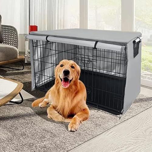 Abdeckung für Hundekäfig, strapazierfähig, Oxford-Stoff, für den Garten, Innenhof, Hundekäfigschutz, Winddicht Langlebig Schwarz für Hundehütten Hundekäfig Zubehör Innen Draussen Zuhause,124,5 x 79 cm