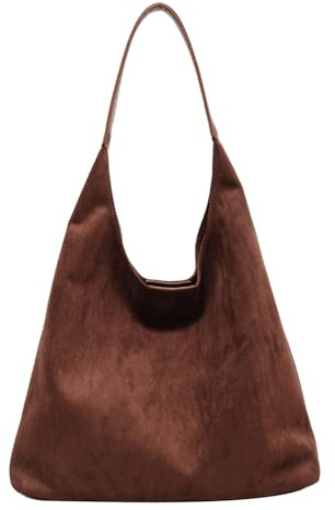 AWAVM Bolsa Hobo de Gamuza Marrón para Mujer, Espaciosa Bolsa de Mano con Bolsa Interna, Elegante Bolsa de Hombro para Mujer, Perfecta para el Día a Día y Viajes