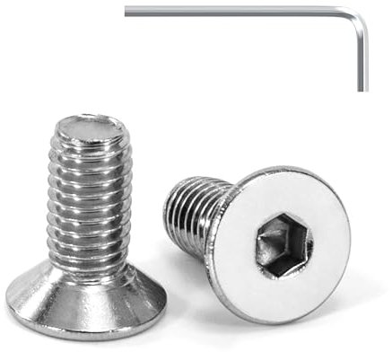 Tunejoy Viti a Testa Svasata M5 x 12 mm Vite a testa svasata Brugola Bulloni in Acciaio Inox A2 V2A Viti a Testa Piatta Norma DIN 7991 con Chiavi a Esagono Filettatura Completa 20 pezzi