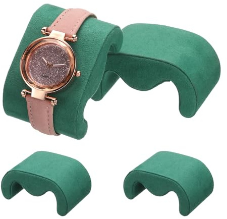 QUARKZMAN 4pz Cuscini per Custodie per Orologi, Cuscino per Esposizione Orologi Forma M in Velluto Sostituzione Cuscino per Orologi Bracciale Esposizione Conservazione, Verde Scuro