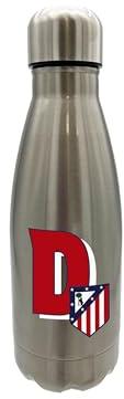 CYPBRANDS Atlético de Madrid - Botella Agua de Acero Inoxidable, Cierre Hermético, con Diseño Letra D en Rojo, 550 ml, Color Metalizado, Producto Oficial