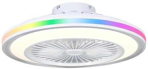 DUPI Ventilador de Techo LED RGB SLIM AIR – Plafón 50 cm, Motor DC Silencioso, Aspas Reversibles, 6 Velocidades, Modo Verano/Invierno, Mando a Distancia, PVC Blanco