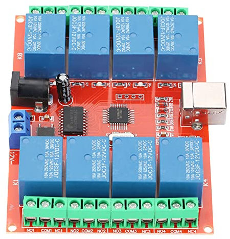 Interruptor de relé USB, 12 V, 8 Canales, Controlador USB de Computadora, Módulo de relé, Controlador Inteligente para PC, Conexión Estable, Chip de Alto Rendimiento, Entrada de
