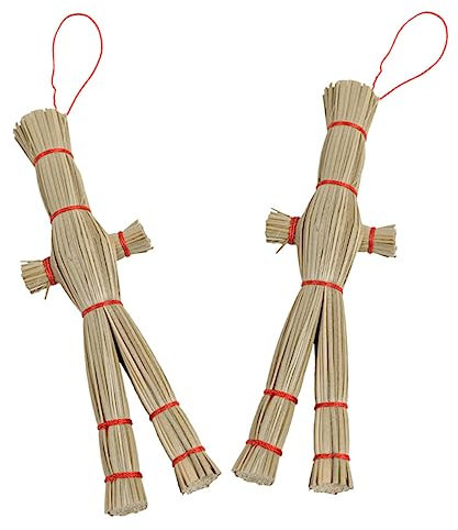 VICASKY Gras Vogelscheuchen Anhänger 18cm 2 Stück Partydekoration Mit Aufhängeseil Halloween Und Spukhaus Dekor Hängendes Vogelscheuchen Ornament Für Gruselige Anlassgestaltung